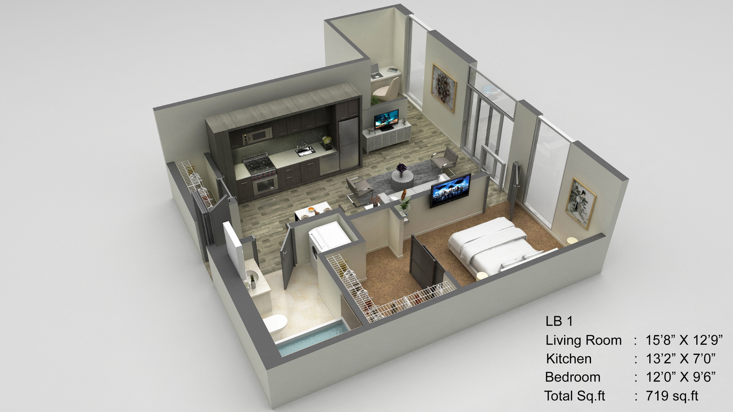 Block 17 Apartments LB 1 3D Floor Plan